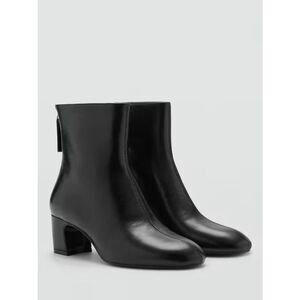 MNG BY Mango Claire Leather Heeled Ankle Boots Black sz 39 US 8.5 NWT